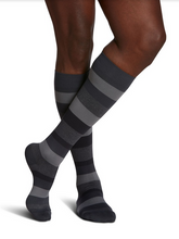 Load image into Gallery viewer, Sigvaris Microfibre Compression Socks Grey Stripe Pattern