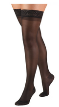 Load image into Gallery viewer, Ladies Sheer Thigh High Compression Stockings, Black