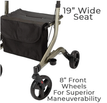 Load image into Gallery viewer, Carex Crosstour Rollator Walker Silver 8" Wheels, 19" Wide Seat