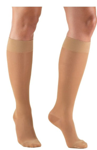 Truform Ladies Sheer Knee High Compressions Stockings, Tan