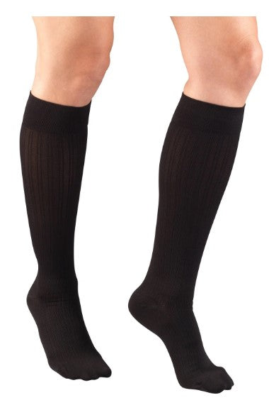 Truform Ladies Compression Socks, Rib Pattern, Black