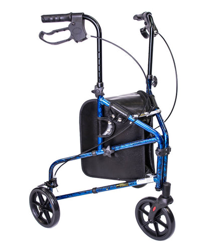 MOBB 3 Wheel Aluminum Rollator Walker - Blue