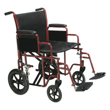 Load image into Gallery viewer, Drive Bariatric Steel Transport Chair, 20&quot; or 22&quot;, Red
