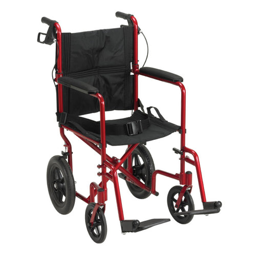 Drive Lightweight Expedition Aluminum Transport Chair, Red