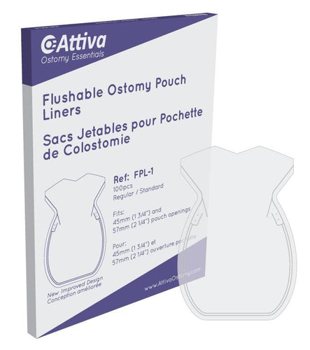 Attiva Ostomy Essentials Flushable Pouch Liners (45-57mm) FPL-1 (Regular Size)