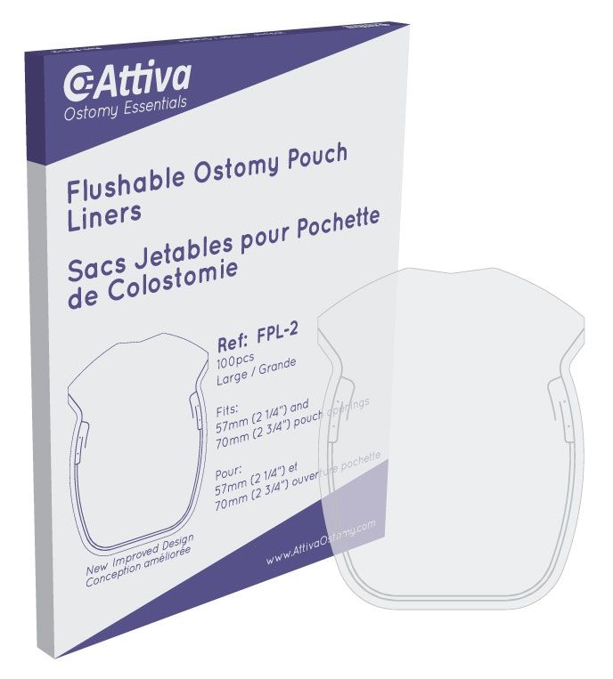 Attiva Ostomy Essentials Flushable Pouch Liners (57-70mm) FPL-2 (Large Size)