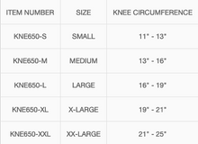 Load image into Gallery viewer, MKO Select Compression Knee Sleeve Size Chart
