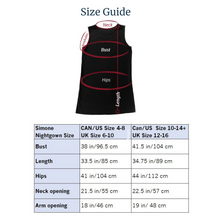 Load image into Gallery viewer, Cool Your Sweats - Simone Menopause Relief Nightgown Black Size Guide
